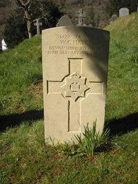 CWGC gravestone of WC Hayes, All Saints Churchyard, Dulverton