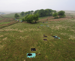 Excavations undertaken at Larkbarrow Mesolithic site, ©Aerial-cam 2008