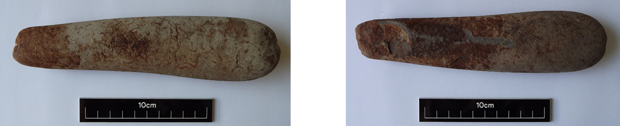 Mesolithic hammer stone shown against 10cm scale bar